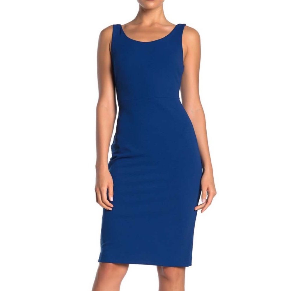 Betsey Johnson Scoop Neck Crepe Midi Dress